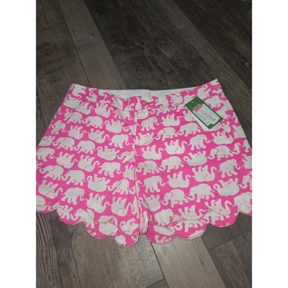 Lilly Pulitzer Buttercup Short Bright Pink white elephant print shorts SZ 4 B13 - Picture 1 of 7